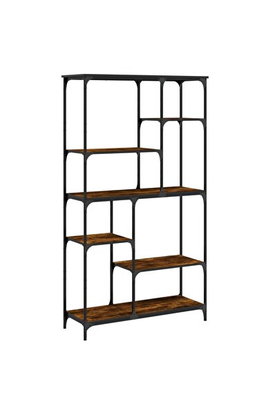 vidaxl Bibliotecă, stejar fumuriu 99x35,5x176cm lemn prelucrat și oțel
