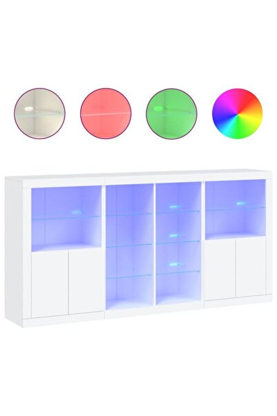 vidaxl Comodă cu lumini LED, albă, 202 x 37 x 100 cm