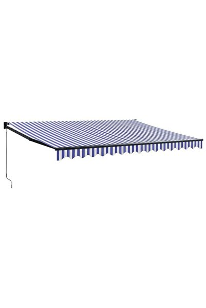 vidaxl Copertină retractabilă albastru/alb, 4,5 x 3 m, textil/aluminiu