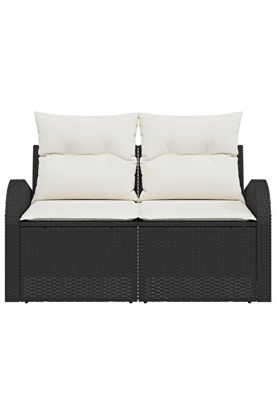 vidaxl Canapea de grădină cu pernă Negru 124 x 62 x 69cm poliratan