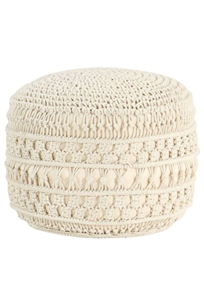 vidaxl Pouf taburet macrame lucrat manual, 45 x 30 cm, bumbac