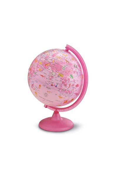 Tecnodidattica Glob terestru iluminat, roz, cu tematică zoo, 25 cm