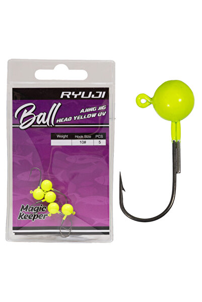 RYUJI Ball Ajing 5 Adet LRF Jig Head (Yellow UV) 1.3gr 10no
