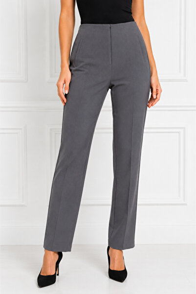 RUUJ COLLECTİON Front Zipper Fabric Trousers Plus Size Pants