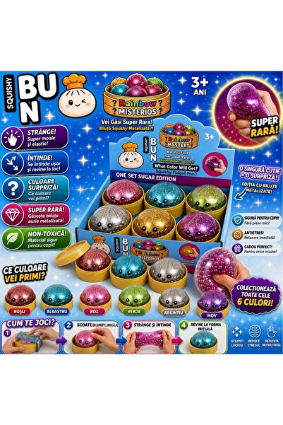 hey Jucărie squishy tip gălușcă, 10 cm, cu bile și sclipici, antistres, culor...