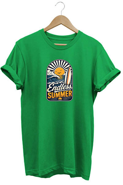 The Baski تي شيرت Endless Summer للجنسين مطبوع عليه موجة ركوب الأمواج بتصميم ...