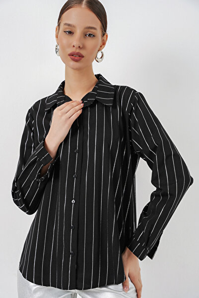 Merterium Women's Foil Patterned Shirt 1340 - A.Black