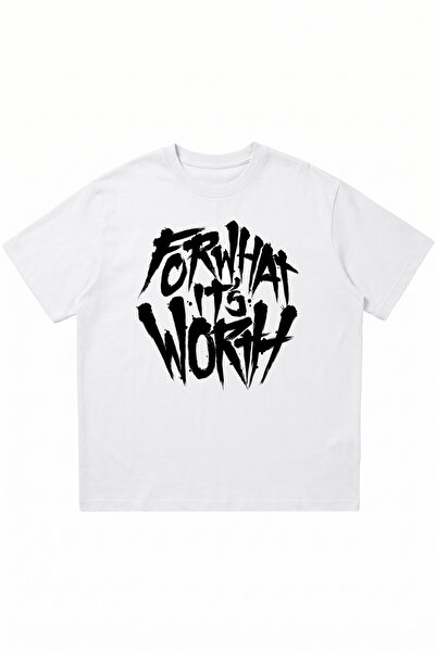DASH WEAR For What It's Worth Printed White Oversize Crew Neck T-Shirt