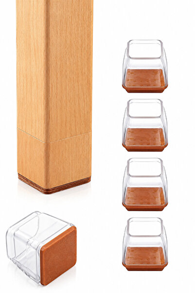 Pazar Kapısı Square Silicone Felted Chair and Table Leg Pads Set of 4 Medium