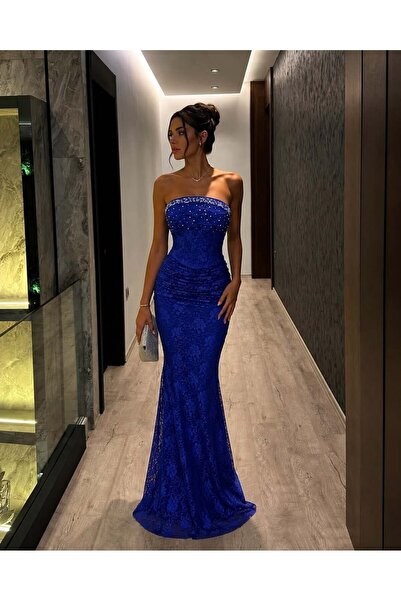 Modafeminen Saks Lace and Pearl Evening Dress 583401