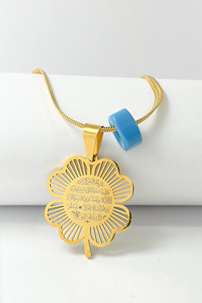 DEARWİSH Gold Color Evil Eye Verse & Ottoman Monogram Clover Design Italian C...