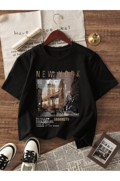 SVART WEAR Printed Black - White - Anthracite 3-Piece Children's T-Shirt 100% Cotton Short Sleeve Knitted Crew Neck