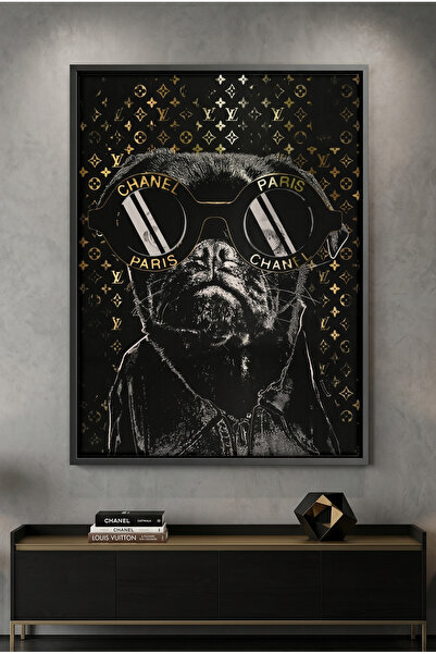 Jasmine Art Pug in Chanel Sunglasses Abstract Wall Art | Framed Canvas Print ...