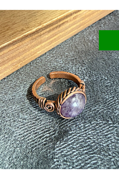 Rupen Kraft Handcrafted natural stone pure copper ring adjustable size pure c...