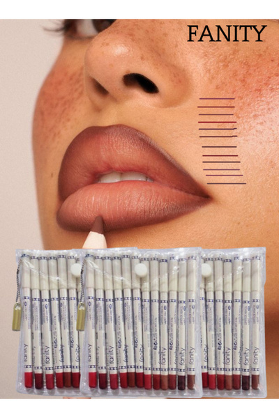 fanity 3 Pieces Lip Liner Pencil Set - 12 Pcs