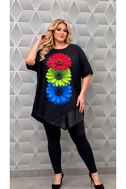 styleFlex Bluză/Tricou oversize,din bumbac cu imprimeu floral 3D