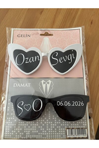 Latella İSİME ÖZEL YAZILI KALPLI GELİN DAMAT NEDİME GÜNEŞ GÖZLÜĞÜ DÜĞÜN NİŞAN...