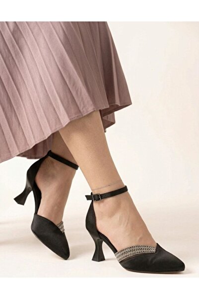 Gönbeler Satin Stone Goblet Heeled Evening Dress Women's Shoes - Stylish Spec...