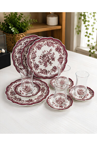 Yumuk Shop 18 Piece Luxury Vintage Colorful Tea Cake Set