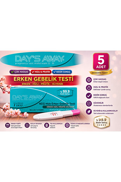 DAY'S AWAY DAYS AWAY ERKEN GEBELİK TESTİ 5 ADET