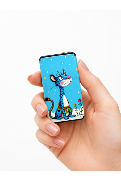 ONRSTORE Figür Desenli Metal Çakmak Şık Tasarım Gazlı Hediyelik Çakmak mavi