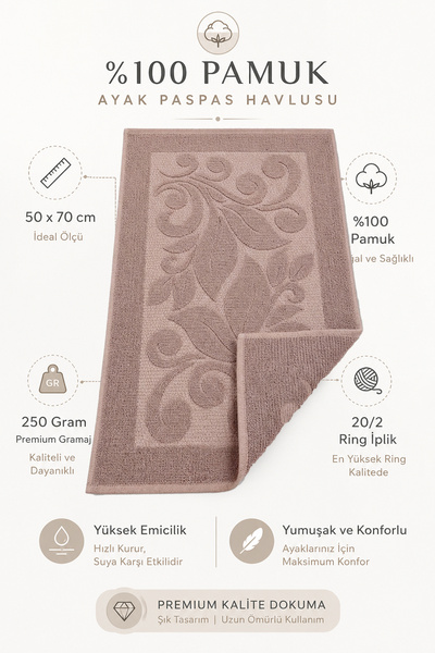 New Cotton Home 50X70 cm Premium 100% Cotton Jacquard Bath Foot Towel |   High Water Absorption