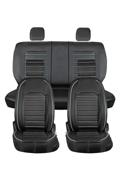 barototuning Seat Leon Luxury Leather 5-Piece Set Car Seat Cover Black White
