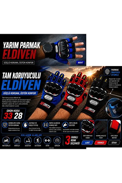 Keyfi Sepet Tam Parmak Motosiklet Eldiveni Dokunmatik Parmak Kaymaz Darbe Kor...
