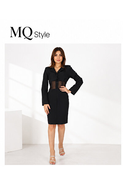 MQ Midi Evening Dress. Black for Color. Slim Fit. Available in Four Sizes: S....