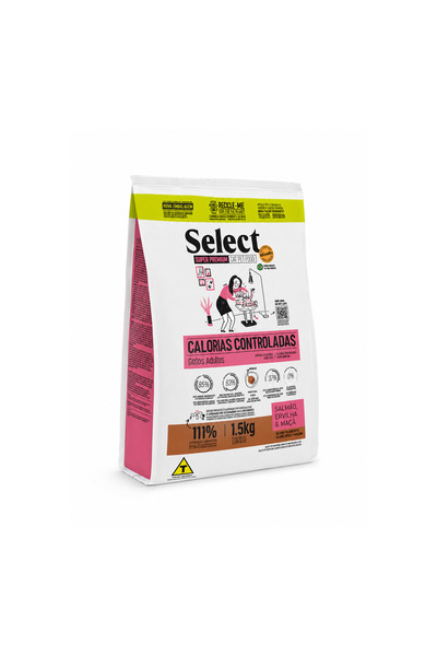 SELECT Controlled Calories Adult Dry Cat Food Salmon, Pea & Apple - 1.5kg