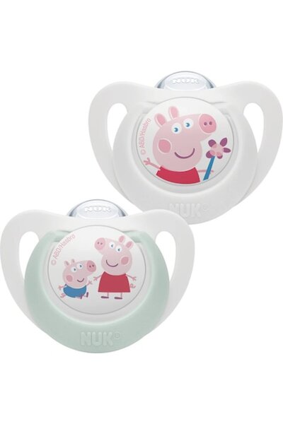 Nuk Set de 2 suzete ortodontice din silicon Star Peppa Pig, 441632-9, Multico...