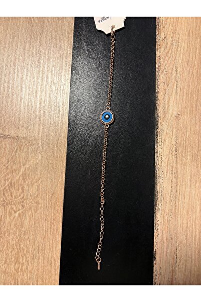 ELUNE İSTANBUL Gold Color Minimal Chain Women's Bracelet with Evil Eye Bead D...