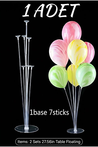 baloss fer 7'li Balon Standı Şeffaf Çubuklu Masa Üstü Balon Dekorasyon Stand ...