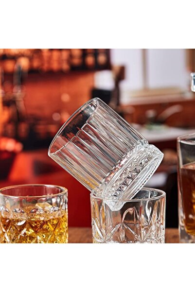 VILON Italian Premium Old Fashioned Crystal Whiskey Glass Set 6, 320 ML, Tran...