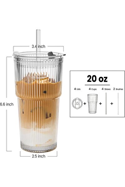 X LOT Glass Tumblers Cup with Lids and Straws - 2 Pack