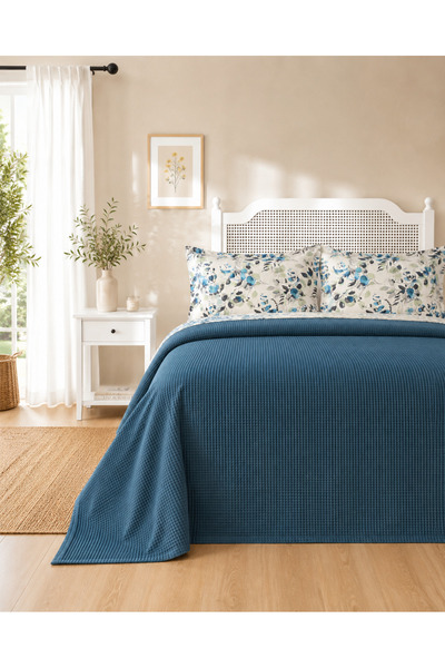 Esella Home | %100 Organic-Cotton | Çift Kişilik Pike Takımı 4 Parça | 200x220