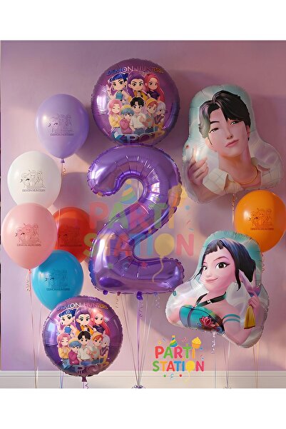 Parti Station Demon Hunters Kpop Themed 1St Birthday Balloon Set 11 Piece Dem...