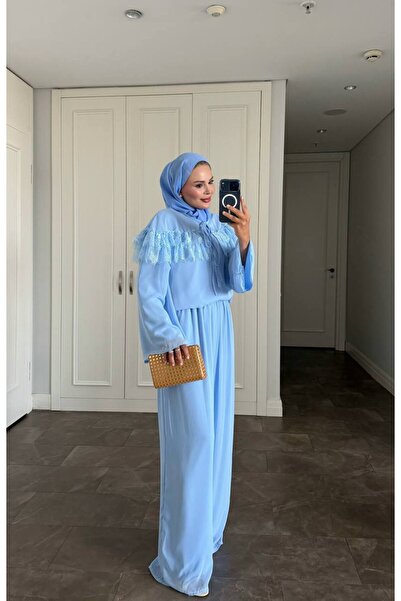 Afili butik Lace Detailed Ruffled Double Set |   Standard Size
