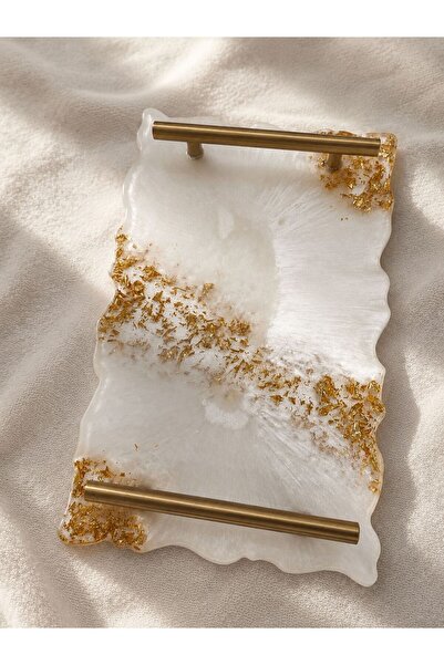 NO BRAND Royal Gold Resin Serving Tray with Premium Handles