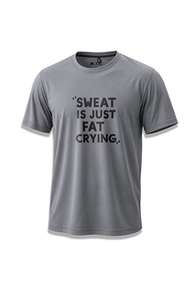 North Whiskers Sweat Is Just Fat Crying Printed Sports T-Shirt, Dry Touch Bre...