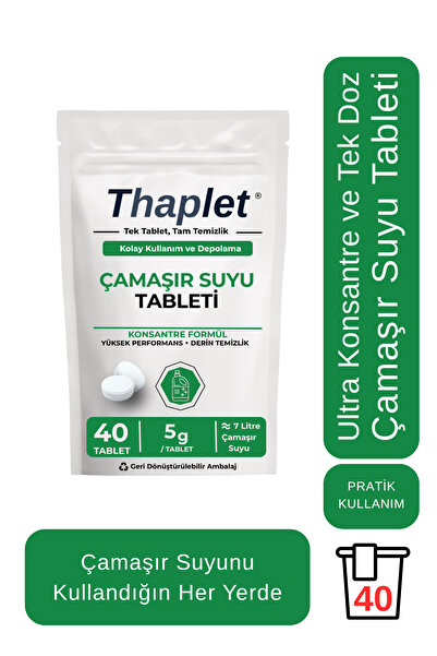 Thaplet Çamaşır Suyu Tableti 40 Adet Ultra Kullanışlı Konsantre Tablet