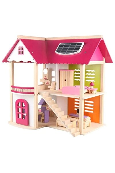 Little Learners بيت دمى خشبي على شكل فيلا للخريف مع أثاث - مجموعة من 44 قطعة