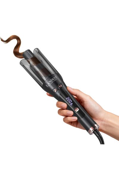LANDOT Hair Curler Automatic Rotating, 2-Way Curling Wand with Anti-Scald Gua...