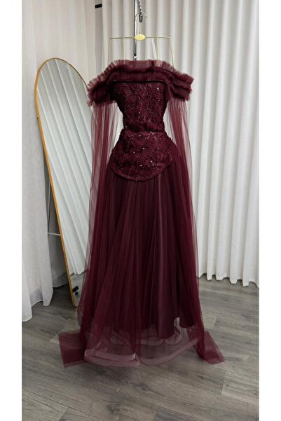 SERA Luxurious Royal Burgundy Evening Dress,