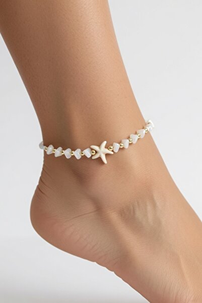 LYKOS White and Mixed Color Starfish Motif Anklet