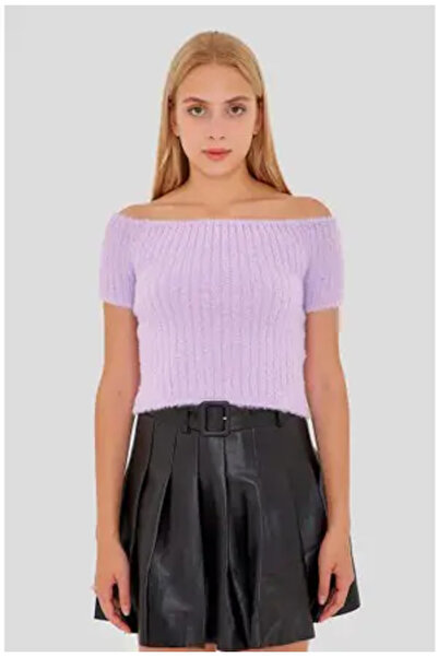 diğer1234 Μάλλινο crop top μοβ one size — onesize