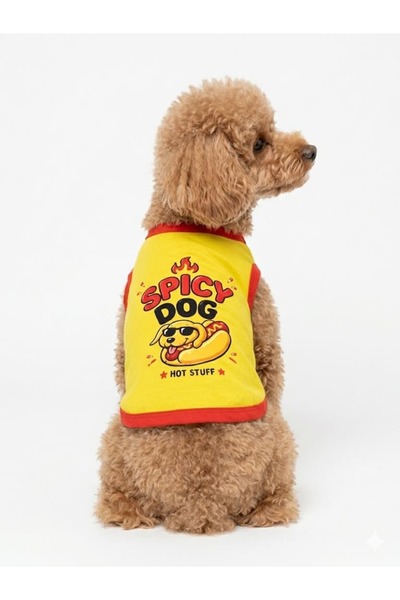 Buddy Store Sıfır Kol Kontrast Köpek Atleti - Sarı Kırmızı