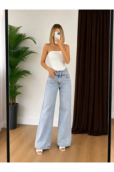 diğer1234 Γυναικείο ψηλόμεσο τζιν παντελόνι Denimor σε ανοιχτό μπλε χρώμα, — 29
