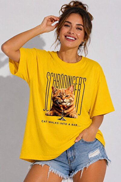 Lizbon Style Women's Oversize 100% Cotton T-Shirt Basic Comfortable Fit Cat P...