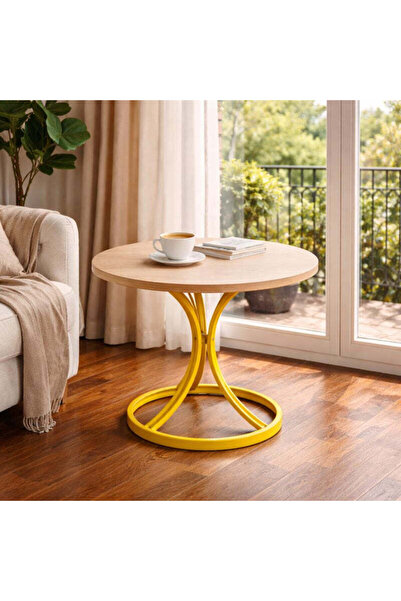 Vivendo Masa Cafea Alb Auriu cu design minimalist si cadru metalic elegant 70...